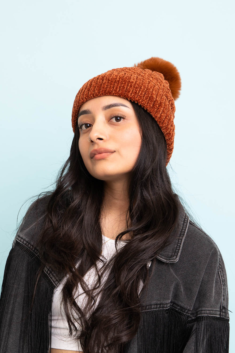 Velvet Knit Pom Beanie