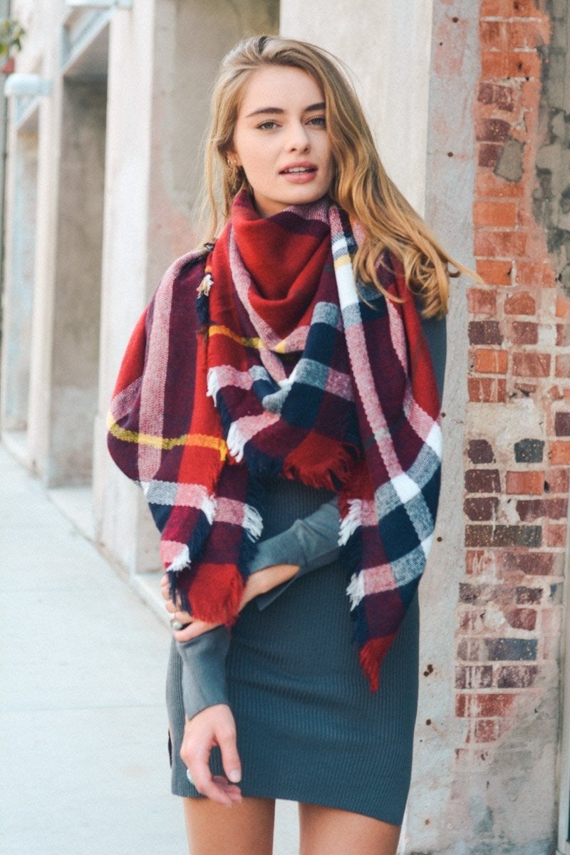 Flannel Frayed Edge Blanket Scarfs.