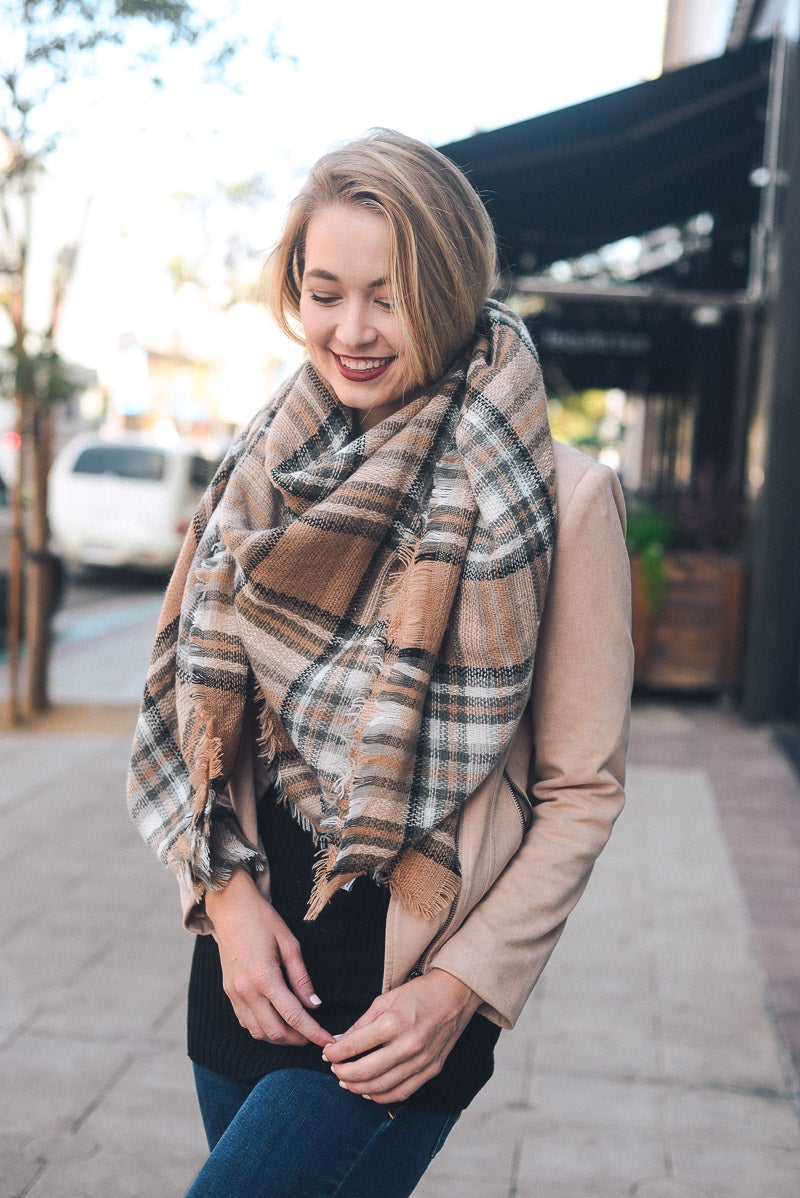 Flannel Frayed Edge Blanket Scarfs.