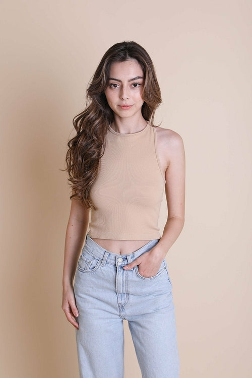 Bramis - Camiseta de cuello alto y espalda cruzada.