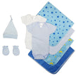 Bambini Newborn Essentials Gift Set with Bodysuits, Blankets, Cap & Mittens – Blue