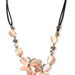 Peach Floral Beaded Pendant Necklace Adjustable Cord