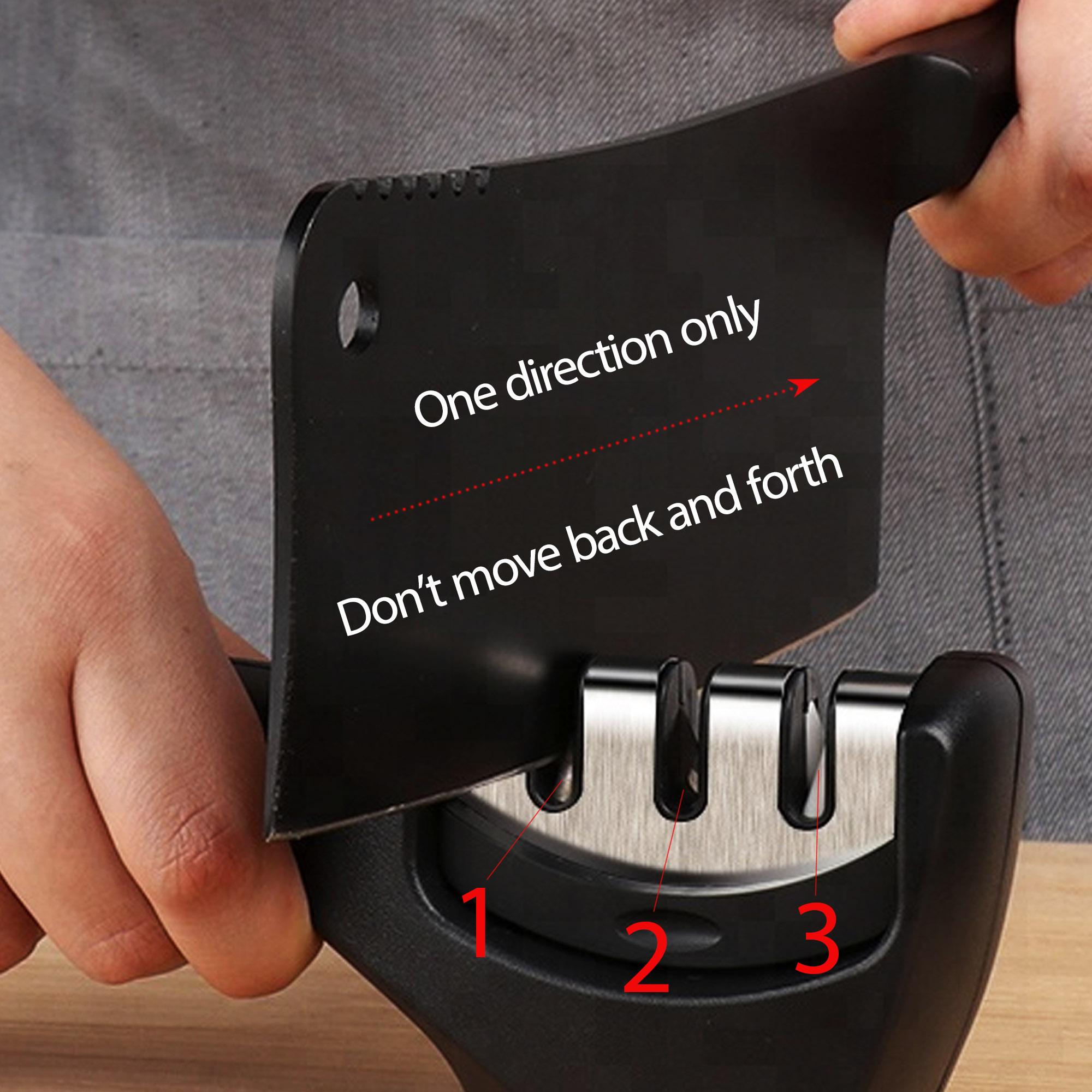 Afilador de cuchillos de cocina profesional de mano.