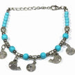 Turquoise Bead Charm Bracelet with Fish & Spiral Charms