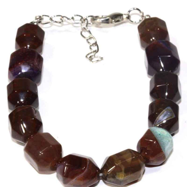 Brown Gemstone Bracelet with Silver Clasp