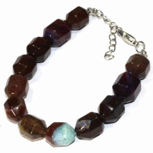 Brown Gemstone Bracelet with Silver Clasp