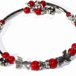 Turquoise Beaded Bangle Bracelet Silver Tone Charm Jewelry