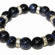 Gemstone Beaded Bracelet – Black Agate with Silver Crystal Spacers