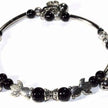 Turquoise Beaded Bangle Bracelet Silver Tone Charm Jewelry