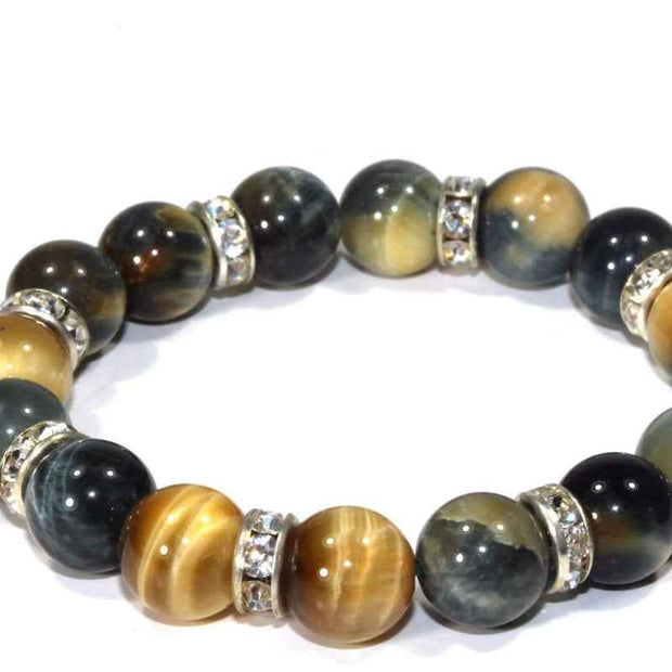 Premium Tiger's Eye & Crystal Beaded Bracelet