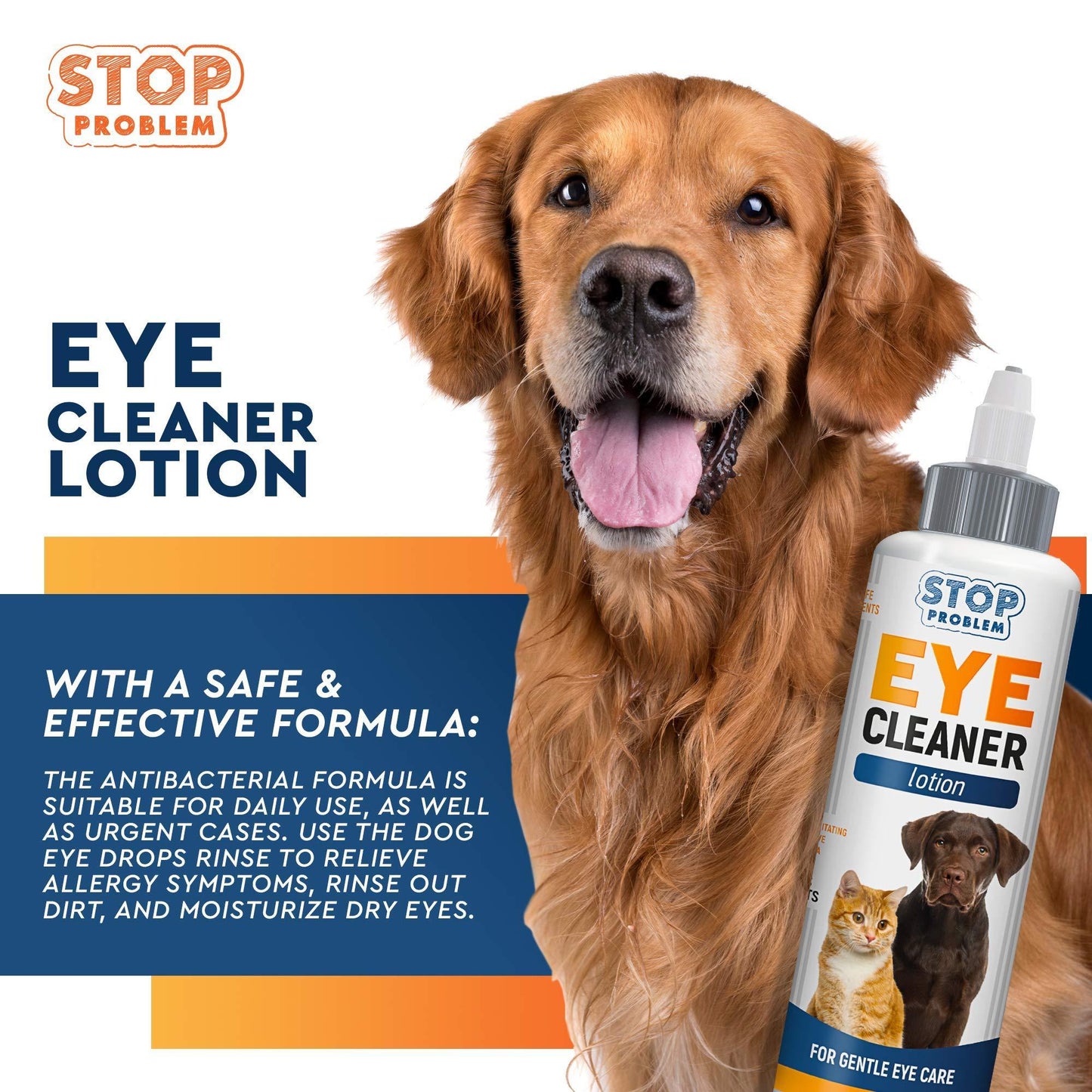 Dog & Cat Eye Wash Drops for Pink Eye Allergies Symptoms.
