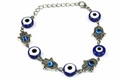 Pulsera de cuentas jaspeadas con manos de Fátima y ojo turco