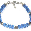 Blue Beaded Bracelet Silver Charm Elastic Jewelry