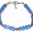 Blue Beaded Bracelet Silver Charm Elastic Jewelry