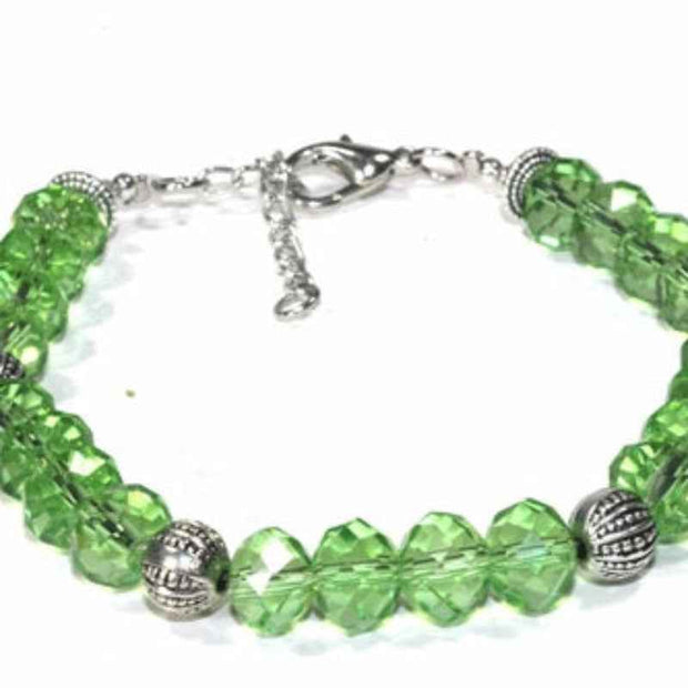 Blue Beaded Bracelet Silver Charm Elastic Jewelry