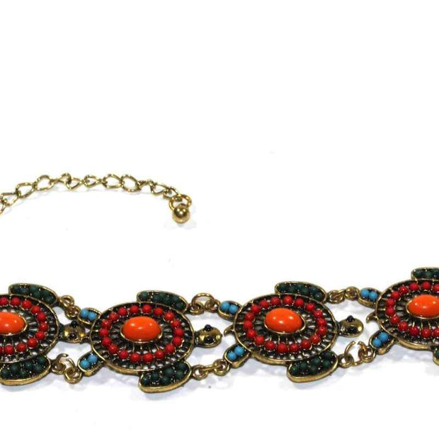 Multicolor Beaded Floral Statement Necklace Jewelry