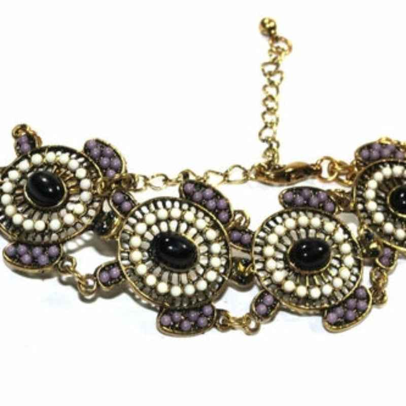 Multicolor Beaded Floral Statement Necklace Jewelry