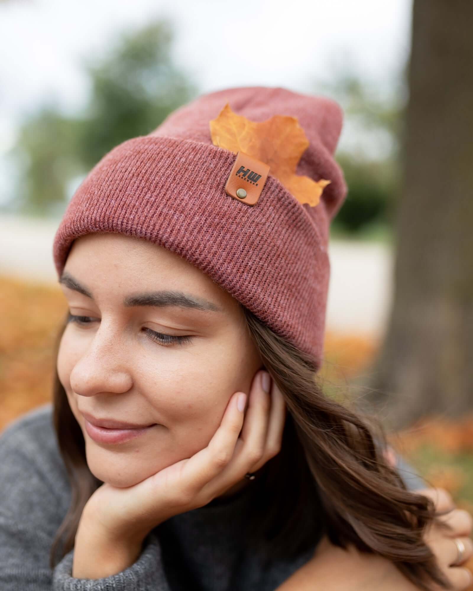 Traditional Silent Cuffed Beanie Rusty Burgundy