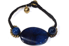 Bracelet en tranches et rondelles d'agate bleue