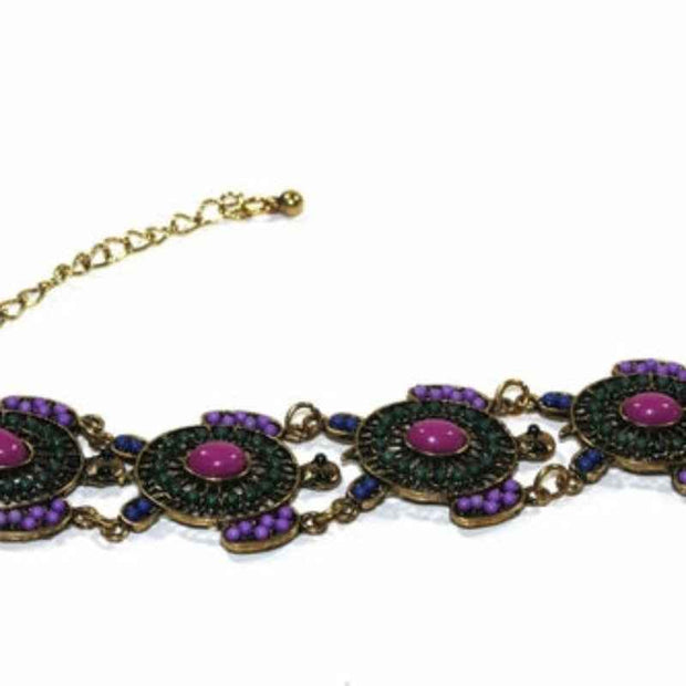 Multicolor Beaded Floral Statement Necklace Jewelry