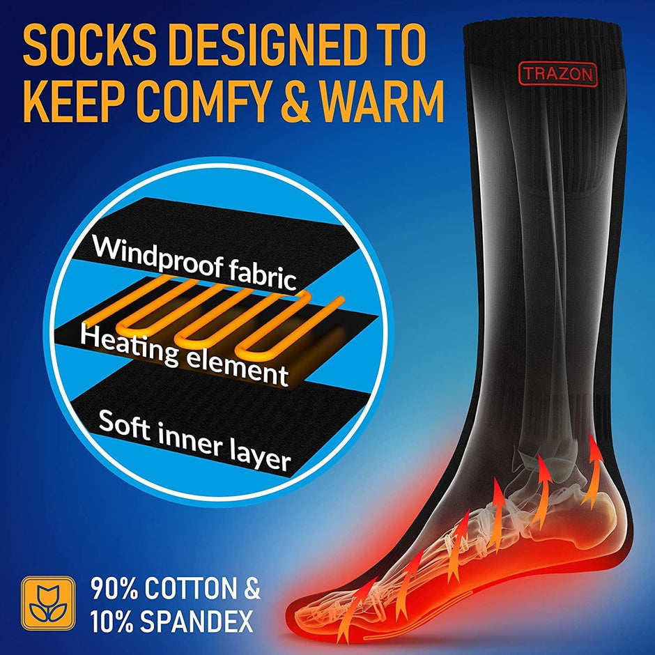 Chaussettes chauffantes rechargeables pour hommes et femmes.