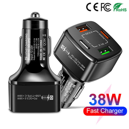 PBG 4-Port Car Charger: 2 PD & 2 USB - Fast, Universal Charging