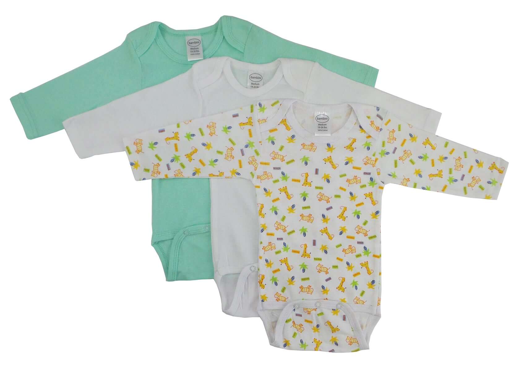 Boys Longsleeve Onesies pack featuring soft cotton printed designs in various colors and patterns.