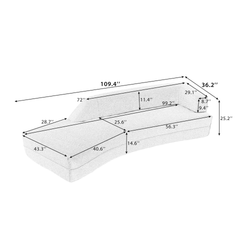 109.4" Curved Chaise Lounge Modern Indoor Sofa Couch for Living Room,