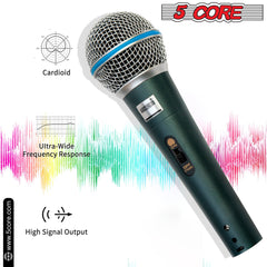 5Core XLR Microphone Dynamic Mic Karaoke Singing Studio Mics Handheld