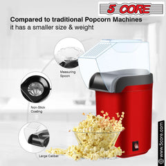 5Core Popcorn Machine 16 Cup Hot Air Popper Mini Portable Electric Pop