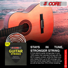 5Core Acoustic Guitar Strings 0.010-0.048 Steel Gauge Heavy Duty w