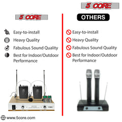 5Core Wireless Microphones w 2 Headset Portable Mini Microfono