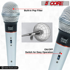 5Core XLR Microphone Dynamic Mic Karaoke Singing Studio Mics Handheld