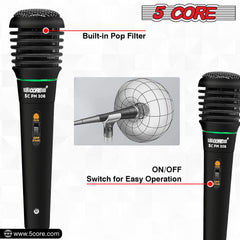 5Core XLR Microphone Dynamic Mic Karaoke Singing Studio Mics Handheld