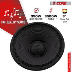 5Core 15 Inch Subwoofer Speaker 3500W Peak 8 Ohm Aluminum PA