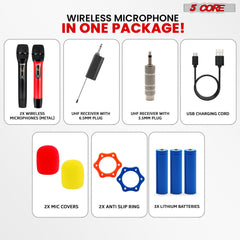 5Core Wireless Microphone Pair UHF Handheld Microfonos Inalambricos