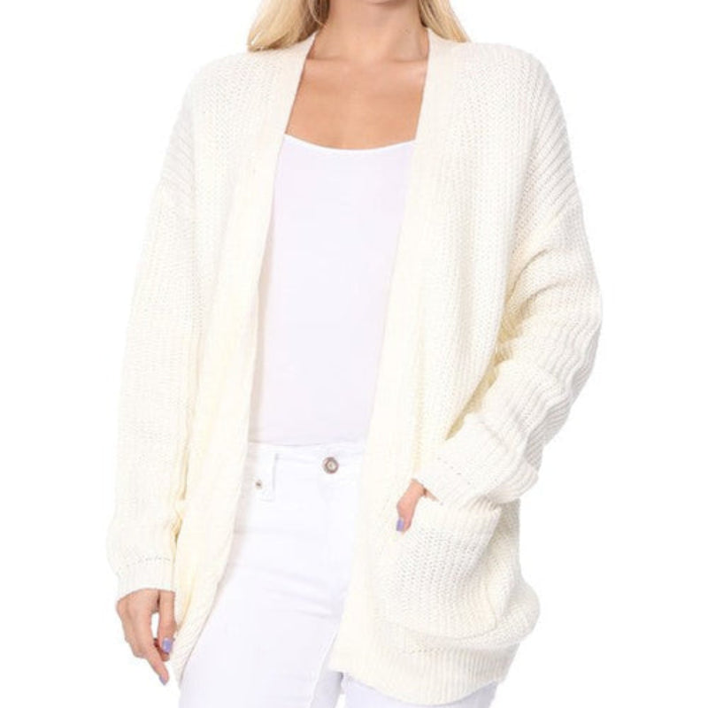 Women’s Open-Front Knit Cardigan with Pockets