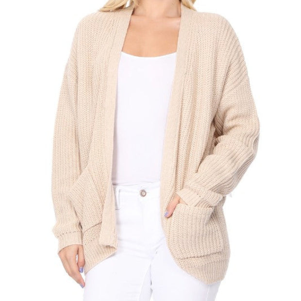 Women’s Open-Front Knit Cardigan with Pockets