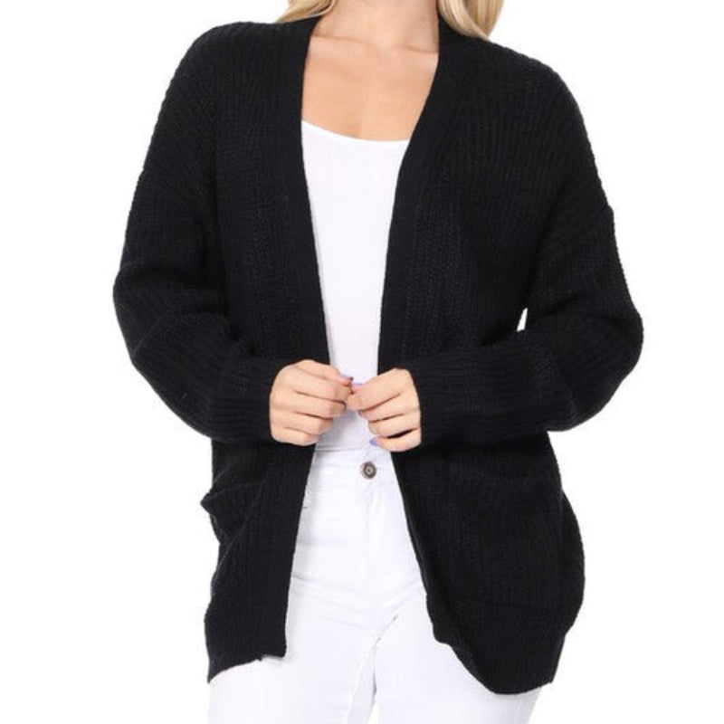 Women’s Open-Front Knit Cardigan with Pockets