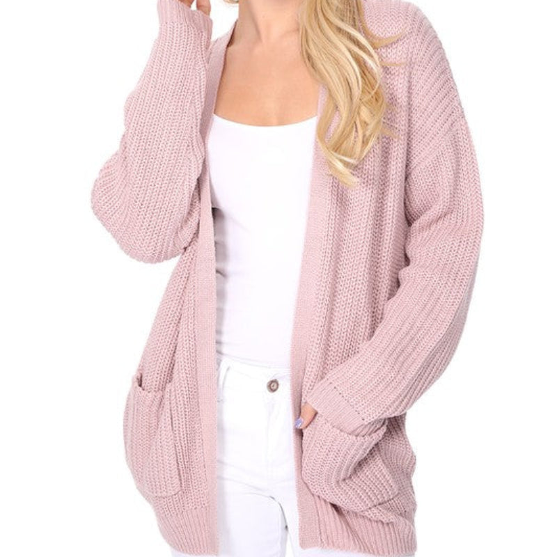 Women’s Open-Front Knit Cardigan with Pockets
