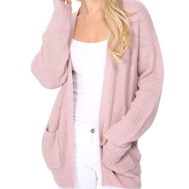 Women’s Open-Front Knit Cardigan with Pockets