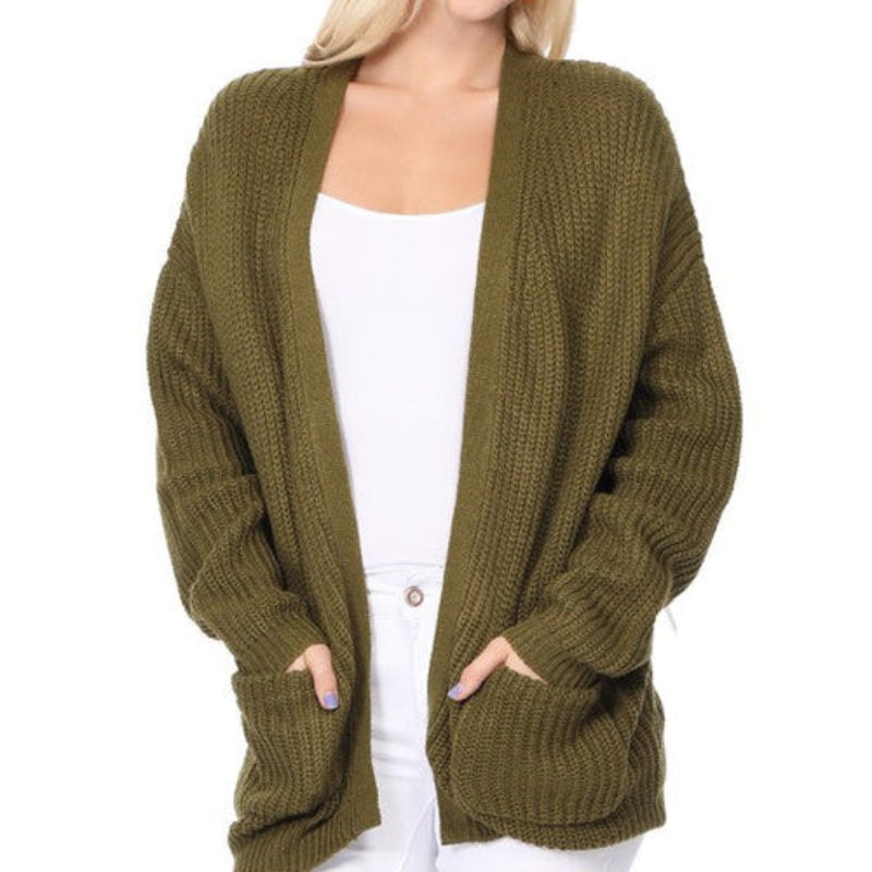 Women’s Open-Front Knit Cardigan with Pockets