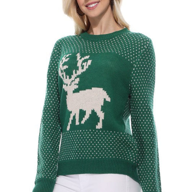 Festive Reindeer Knit Sweater for Women