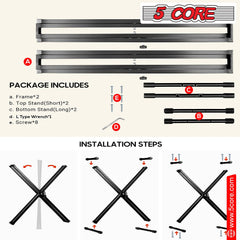 5Core Keyboard Stand Double X Style Adjustable Lift Piano Riser For 49