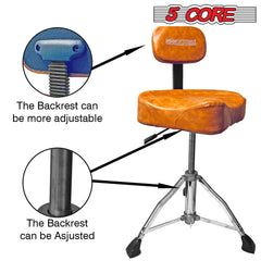 5Core Drum Throne Padded Guitar Stool Backrest Drummer Seat for Adults