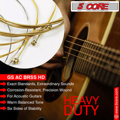 5Core Acoustic Guitar Strings 0.010-0.047 Steel Gauge Heavy Duty