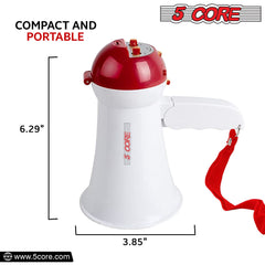 5Core Megaphone Bullhorn Speaker 15W Mini Battery Power Bull horn w