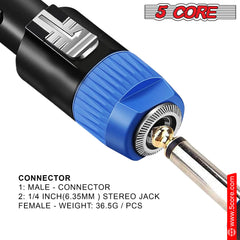 5Core Speakon Adapter High Quality Audio Jack Male Audio Pin Speaker