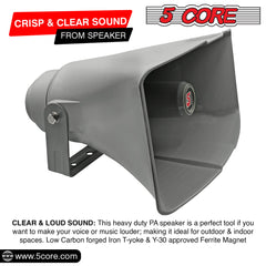 5 Core PA Horn Speaker Outdoor 8x16" Siren Loudspeaker • 40W RMS Loud