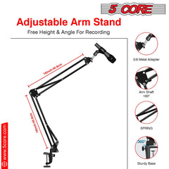 5Core Microphone Stand Suspension Desk Scissor Boom Arm w Shock Mount